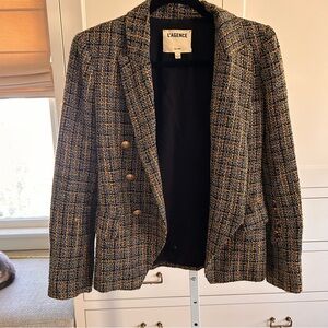 L'AGENCE Women's Tweed Blazer - Black and Gold size 4